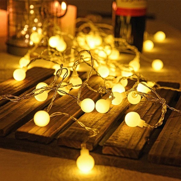 White Snow Ball Fairy Lights